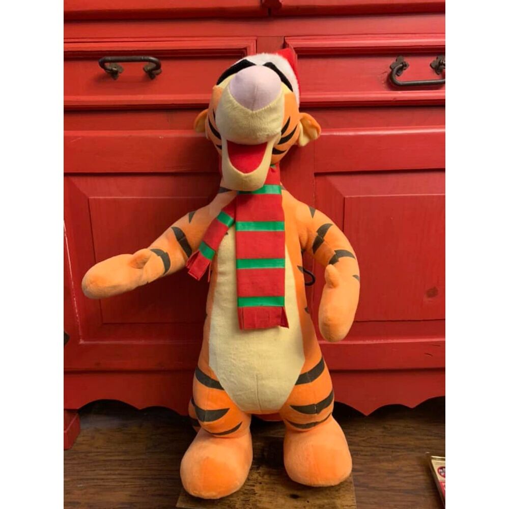 Vintage Disney Tigger 27" Standing Christmas Door Greeter Hat Scarf Brass Key